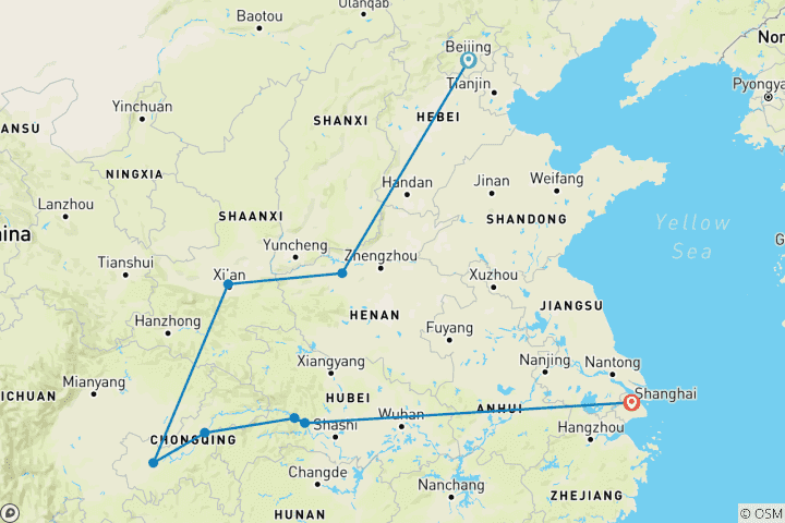 Carte du circuit La Chine fascinante avec le Yangtsé