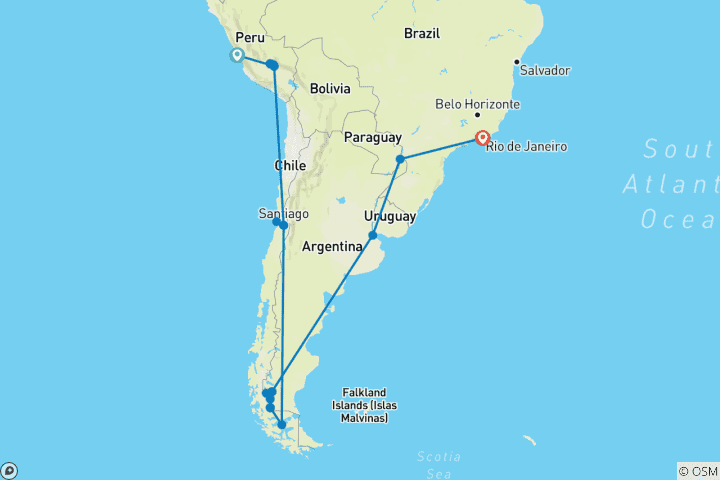 Map of Highlights of South America