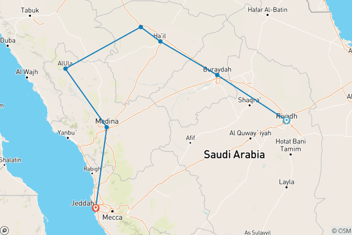 Karte von Saudi-Arabien - Wüste, Wadis, grüne Berglandschaften