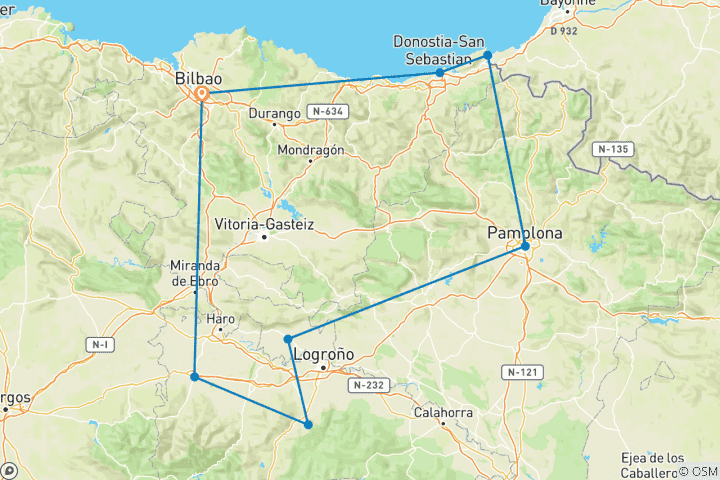 Map of Basque Country and La Rioja by Bike