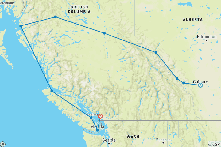 Map of Natural Wonders of Western Canada