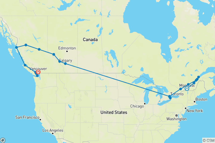 Map of Great Canadian Trip