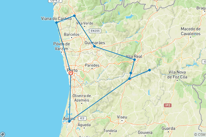 Kaart van Noord-Portugal - ontdek het betoverende Porto en de lieflijke Dourovallei in een kleine groep