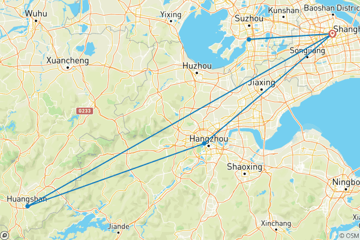 Carte du circuit Le triptyque chinois : paysages de montagne, paysages lacustres et millions de lumières