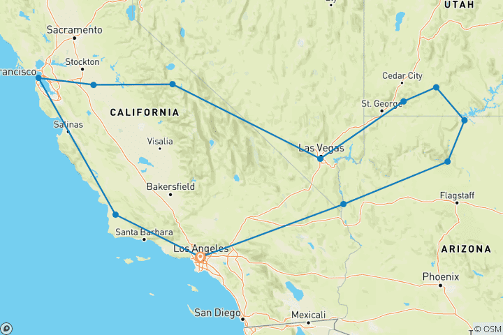 Map of The impressive West of the USA