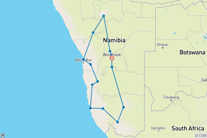 Map of The Highlights of Namibia