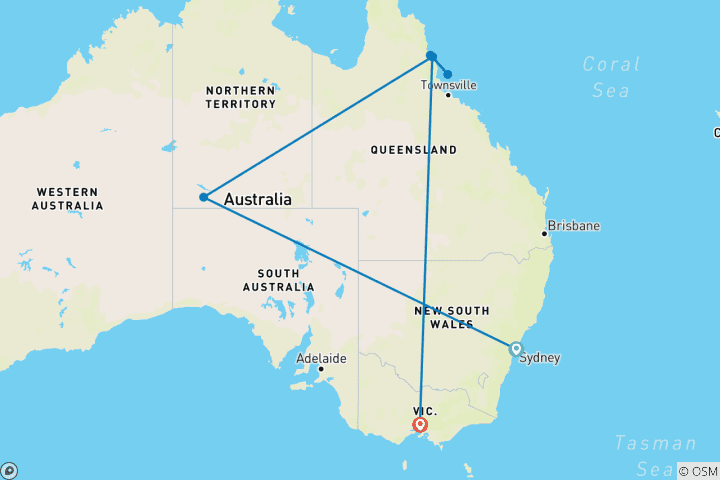 Mapa de Lo más destacado de Australia