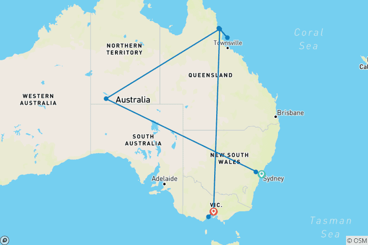 Mapa de La magia de Nochevieja en Australia