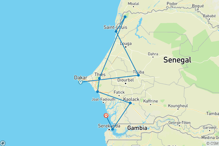 Mapa de Senegal y Gambia