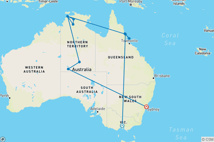 Map of Australia's Highlights