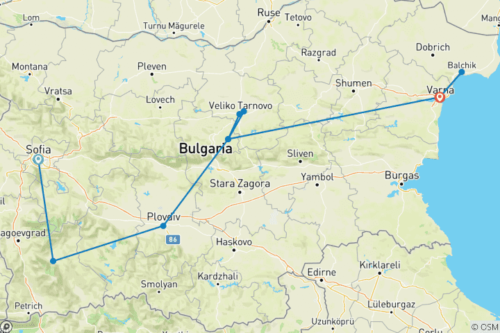 Map of Get to Know Bulgaria