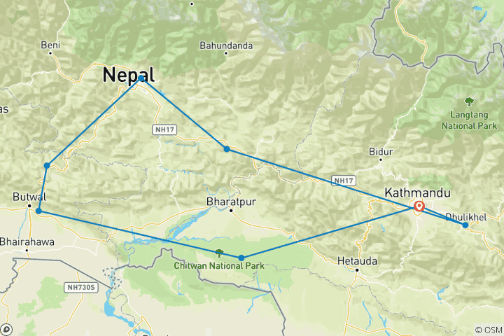 Carte du circuit Népal Countryside