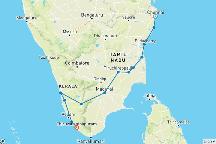 Map of Highlights of South india