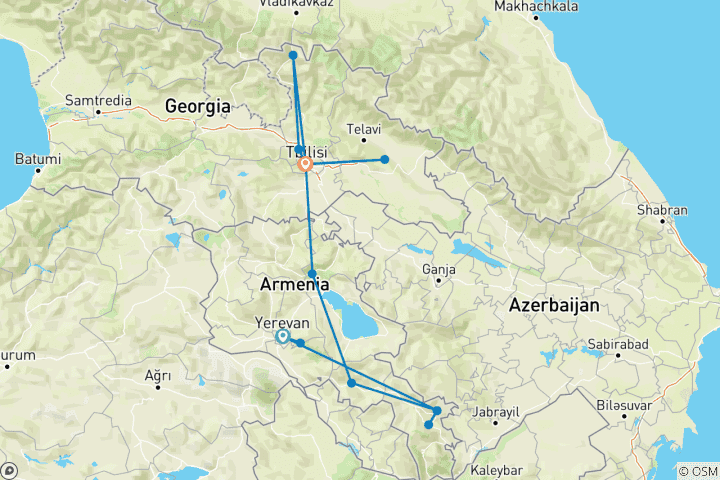 Map of Hiking in the Mountains of the Caucasus