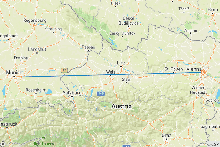 Map of 7 Day Munich And Vienna By Train