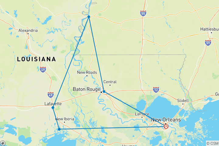 Map of Classic Cajun Country & New Orleans