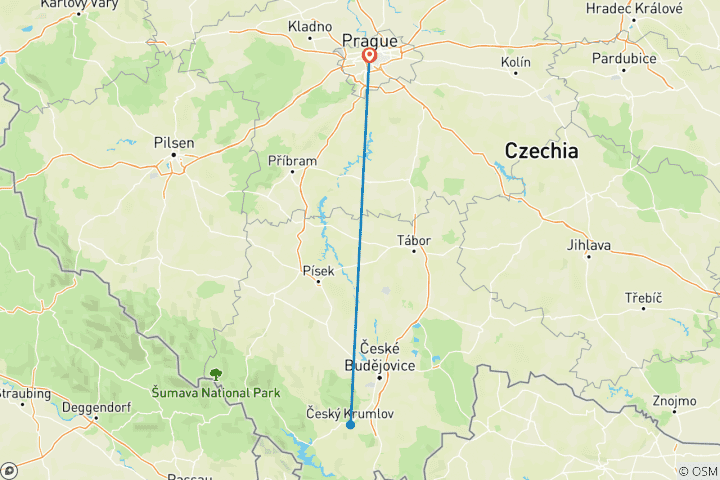 Carte du circuit Une semaine à Prague : Un voyage à travers la gastronomie, l'histoire et la culture" Visite privée