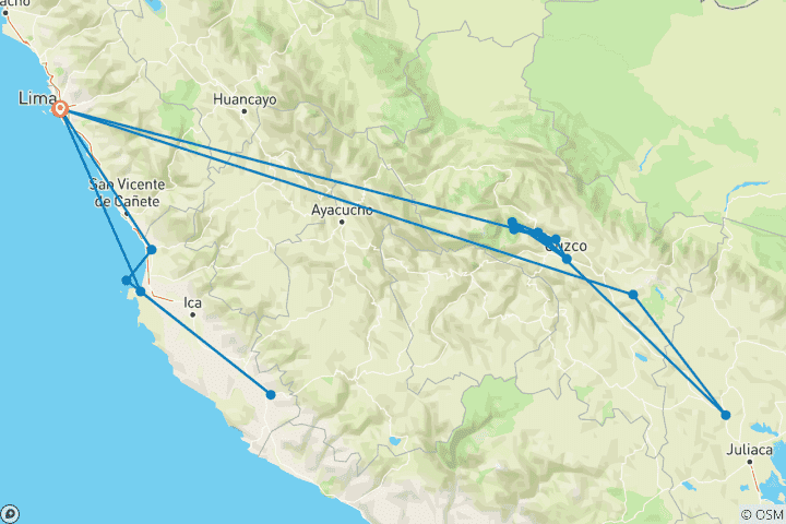 Map of Peru With Machu Picchu (Classic, Nazca Lines, Prepaid Gratuity For Peru Machu And Nazca Lines)