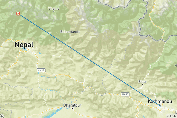 Map of Short Annapurna Circuit Trek