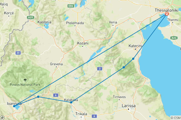 Carte du circuit 6 JOURS TRÉSORS DU NORD DE LA GRÈCE / Départs garantis