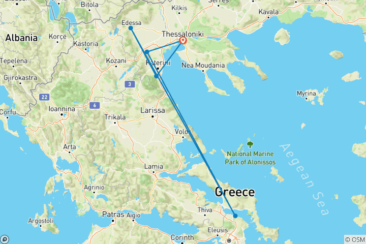 Map of 7 DAYS TREASURES OF NORTHERN GREECE  / Guaranteed Departures