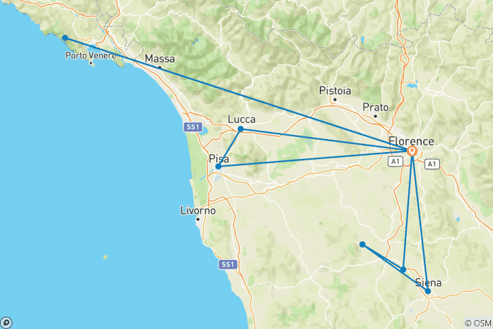 Karte von Florenz: Erstaunliche Toskana & Cinque Terre: Halb-geführte Tour