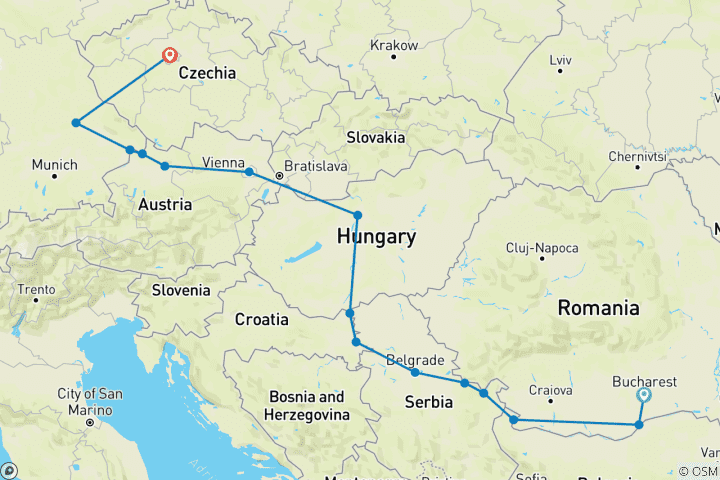 Map of Portraits of Eastern Europe (2026) (Bucharest to Prague, 2026)