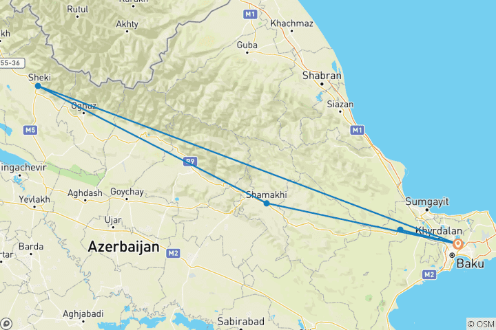 Map of Small Group Azerbaijan Tour