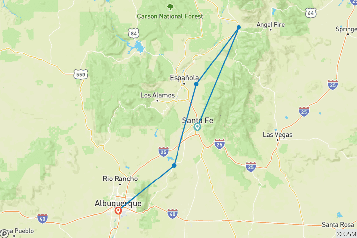 Map of Albuquerque, Santa Fe, and Taos Explorer