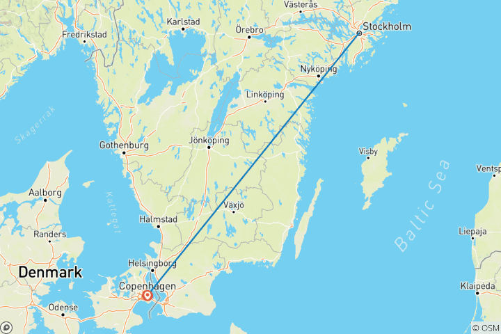 Map of 7 Day Stockholm And Copenhagen By Train