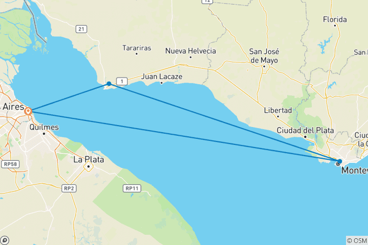 Map of 2-Day Trip to Colonia and Montevideo from Buenos Aires