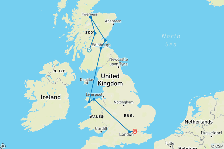 Map of Grand Tour of Scotland, Wales & England