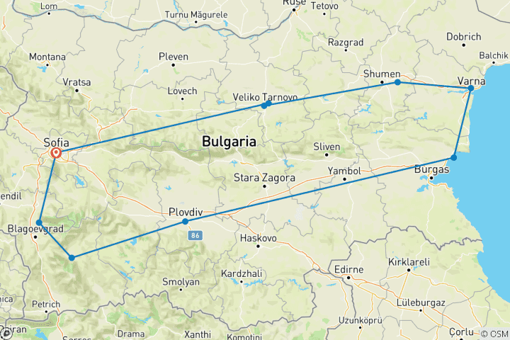 Map of Bulgaria Rose Blossom