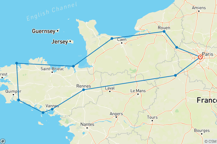 Karte von NORMANDIE und BRETAGNE | Frankreichs wildromantischer Nordwesten