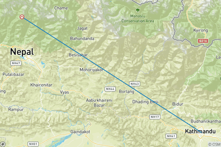 Map of Mardi Himal Trek