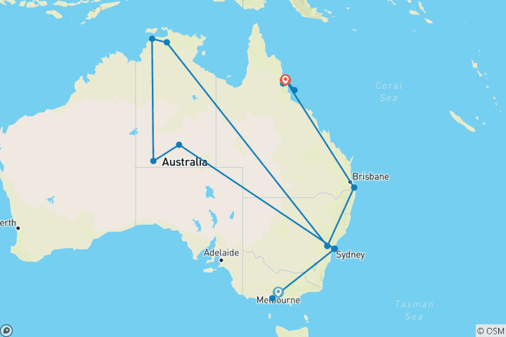 Map of Australia's highlights & Great Ocean Road