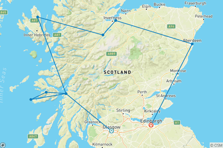 Carte du circuit ÉCOSSE | Le voyage détaillé avec l'île de Skye