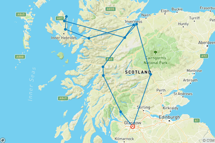 Mapa de Aventura en Skye e Inverness