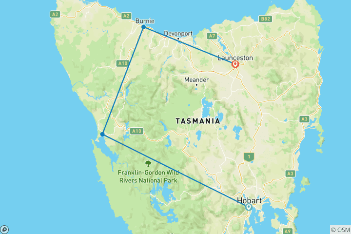 Map of Tassie's Wilderness Icons (Best Buys, 4 Days)