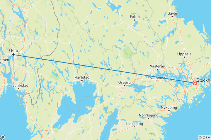 Map of 7 Day Oslo And Stockholm By Train