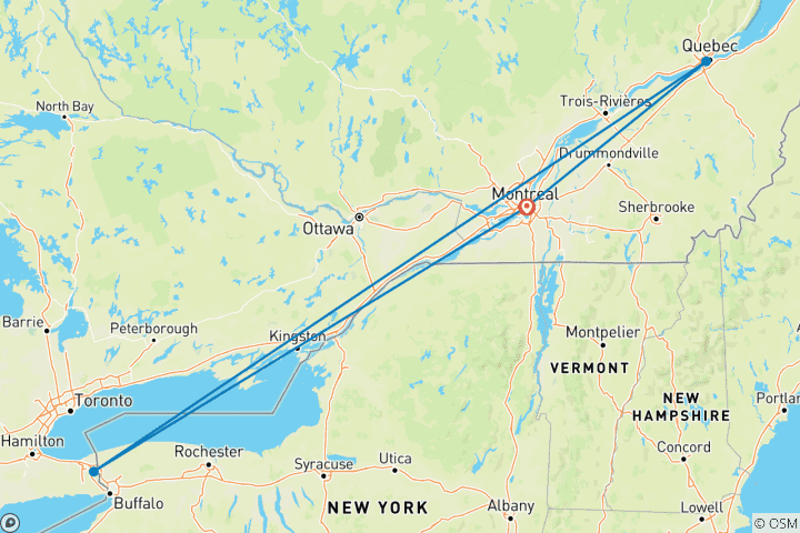 Map of Christmas Markets of Montreal and Quebec City  (2026)