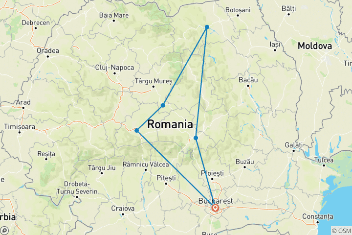 Karte von RUMÄNIEN | Bukarest – Moldauklöster – Siebenbürgen