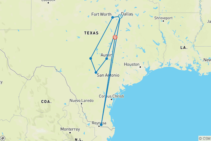 Map of Texas Time - A Honky-Tonk Tour