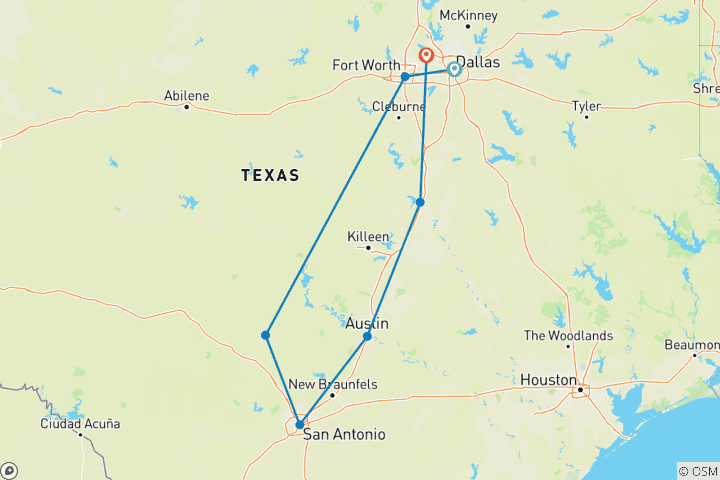 Map of Texas Time - A Honky-Tonk Tour