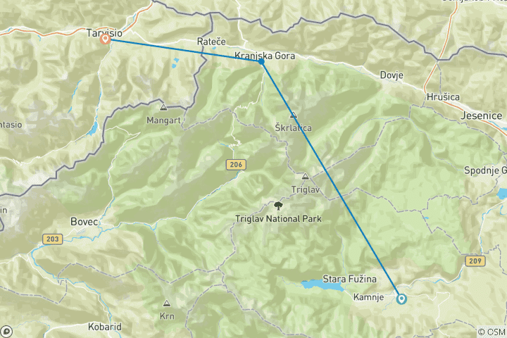 Map of SKI & DINE IN THE JULIAN ALPS