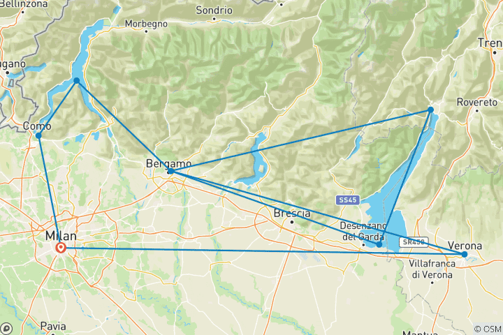 Carte du circuit Circuit en Italie du Nord : Milan, Côme, Bellagio, Sirmione, Bergame, Vérone - 6 jours