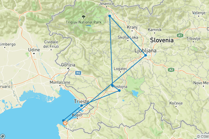 Map of Slovenia & Trieste - 8 days