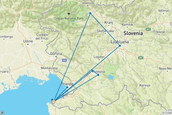 Map of Slovenia & Trieste - 8 days