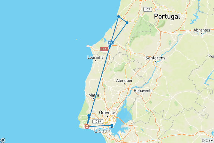 Map of Estoril, Lisbon & Coast - 8 days