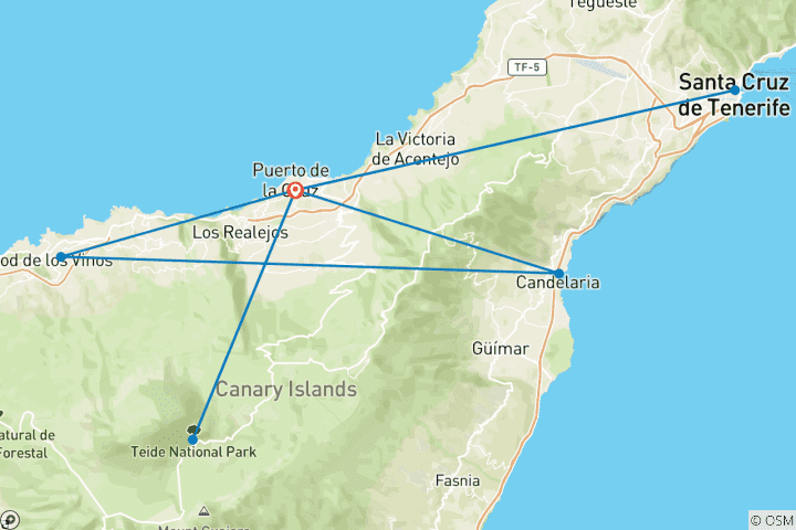 Map of Tenerife Culture & Beach (4 Star) - 8 days